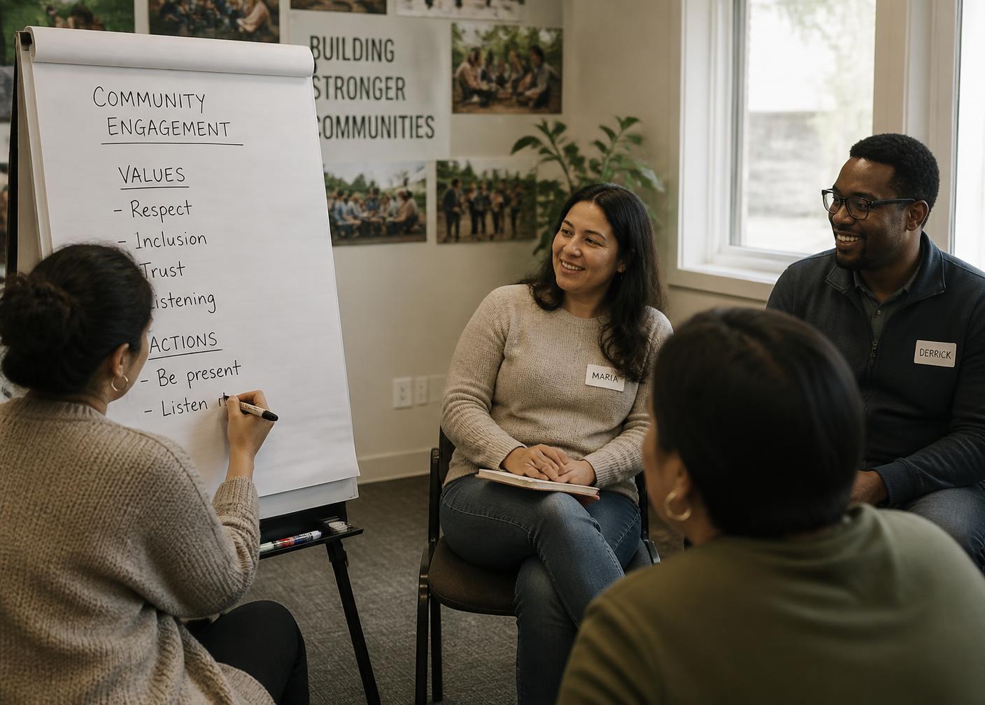 Volunteers taking part in a community engagement training session